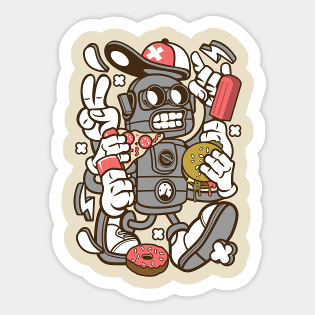 Unhealthy Robot Sticker by Superfunky